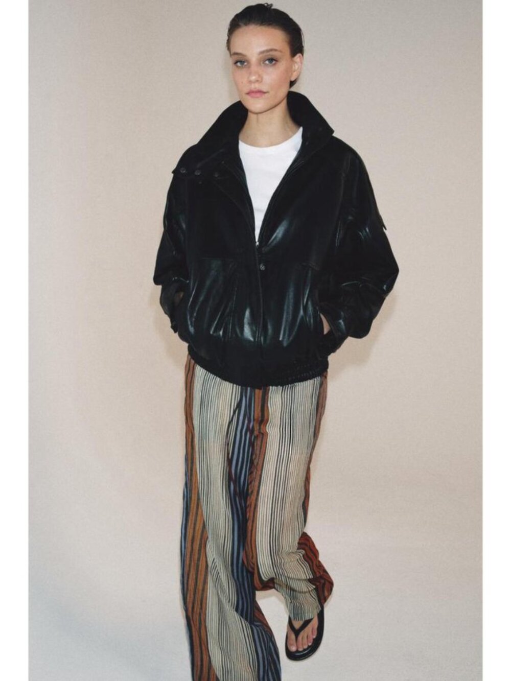 ZARA ZW COLLECTION STRIPED PAJAMA PANTS - Picture 2 of 7